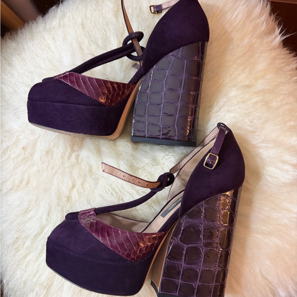 Zac Posen Eggplant Purple Suede Platform Shoes